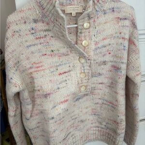 Sezane Lucas Jumper Ecru Multicolor Button Sweater